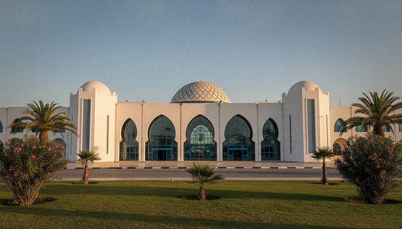 Façade du terminal de l'Aéroport de Tunis-Carthage de jour